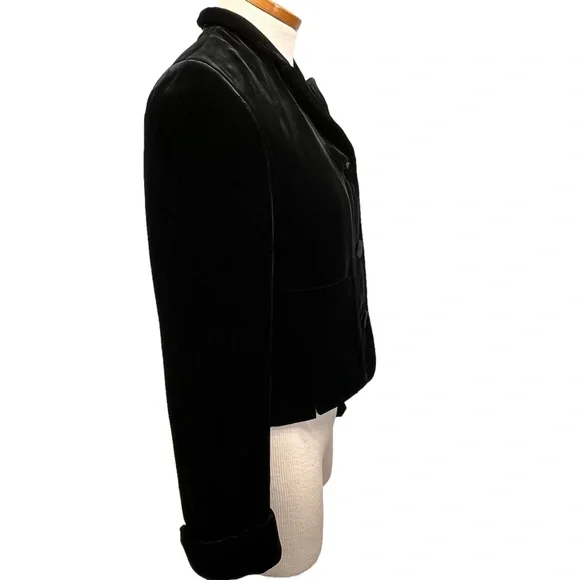 Emporio Armani Cropped Velvet Blazer in Black Womens